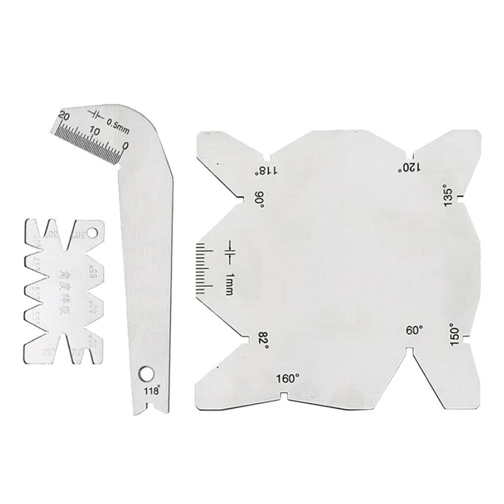 3-Piece Drill Bit Angle Gauge Dirll Sharpener Tool S/S Inspection Angle Gage