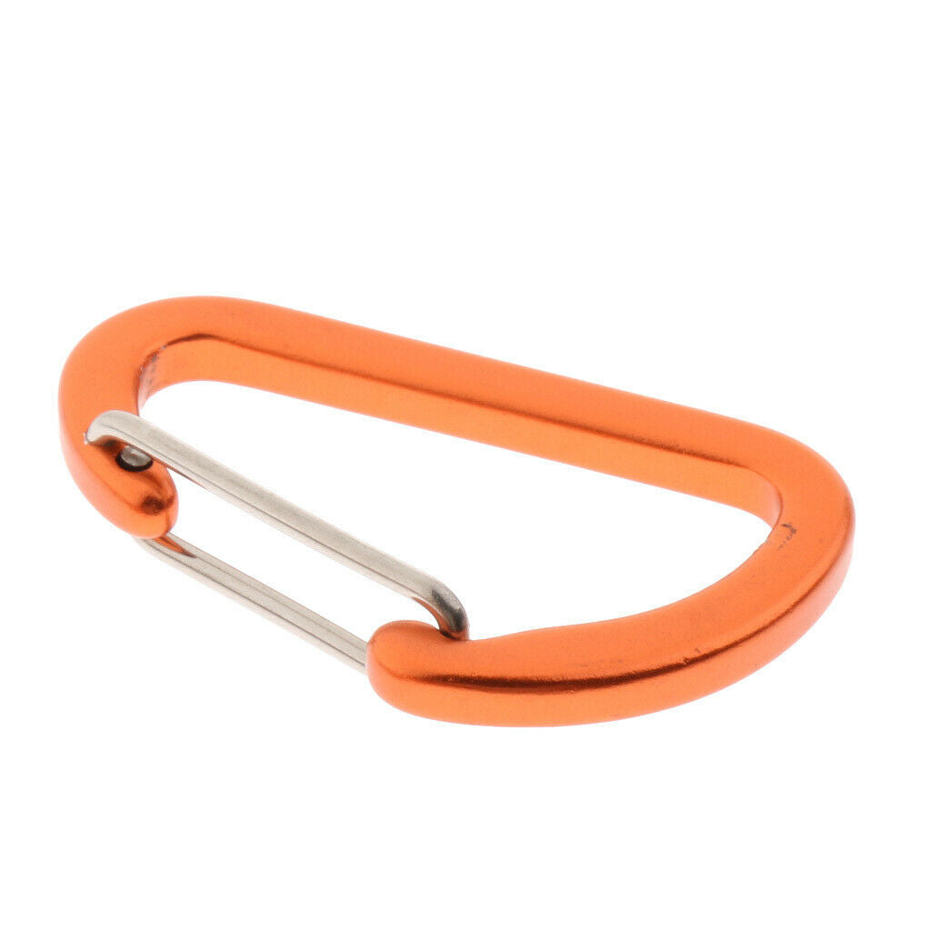 10Pcs Aluminum Alloy Carabiner Outdoor D Shape Quickdraw Sandblasted orange