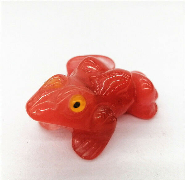 50x40x23mm Red Cherry Quartz Carved Frog Decoration Statue Lucky Decor HH7556