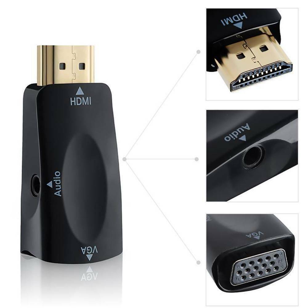 HDMI TO VGA Adapter/Converter Male to Female Audio for PC Laptop HDTV DVD!