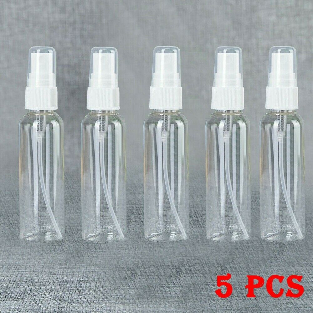 5x 60ML/2 OZ PET Clear Plastic Empty Spray Bottles Refill Mist Pump Travel Reuse