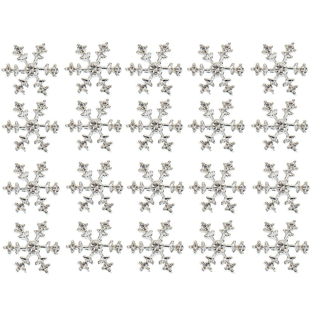 20Pcs Snowflake Crystal Buttons Rhinestone Embellishments DIY Craft Decor
