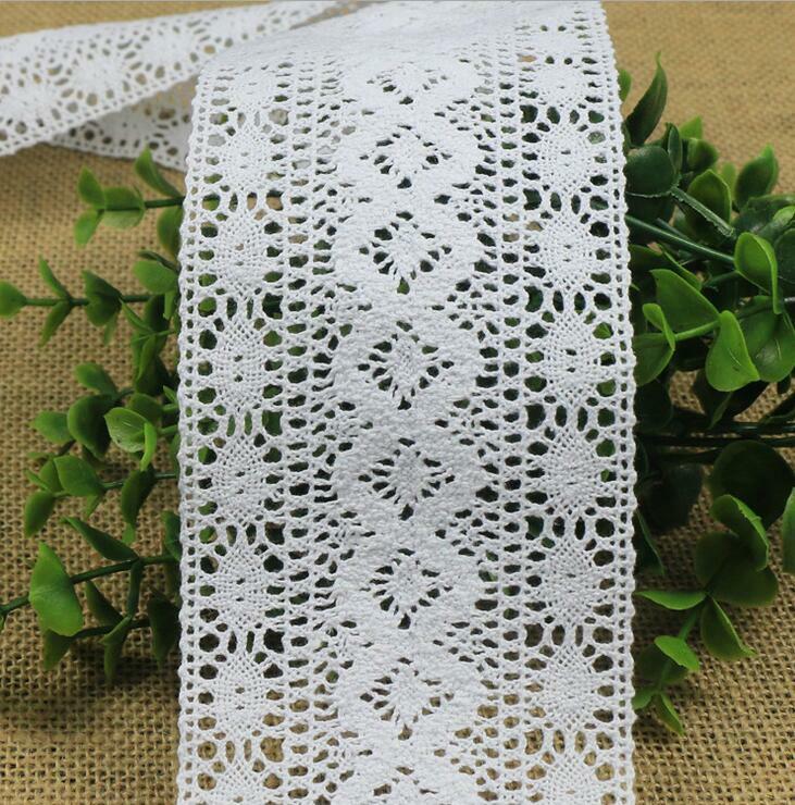 2 Yards White wide Hollow Cotton Crochet lace Trim Clothing Sewing Accessories