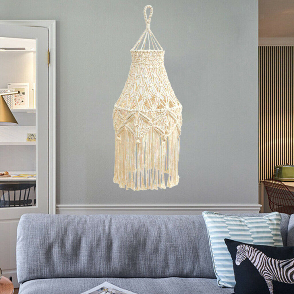 Macrame Lamp Shade Woven Bohemian Lampshade Light Cover Office Decorative