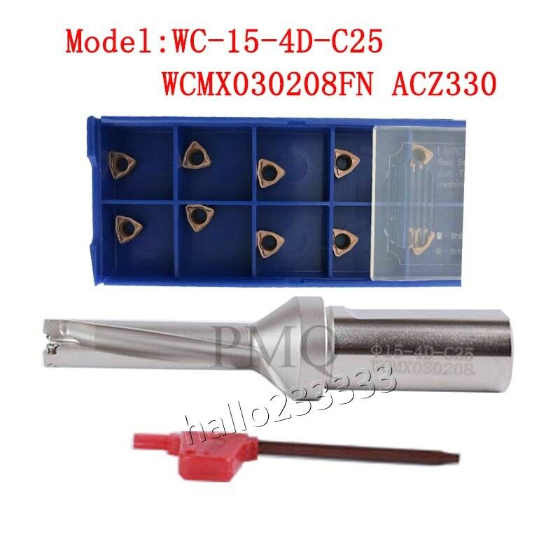 WC-15-4D-C25 15mm-4D U drill bit fast drill bit Φ15-4D-C25+WCMX030208FN inserts
