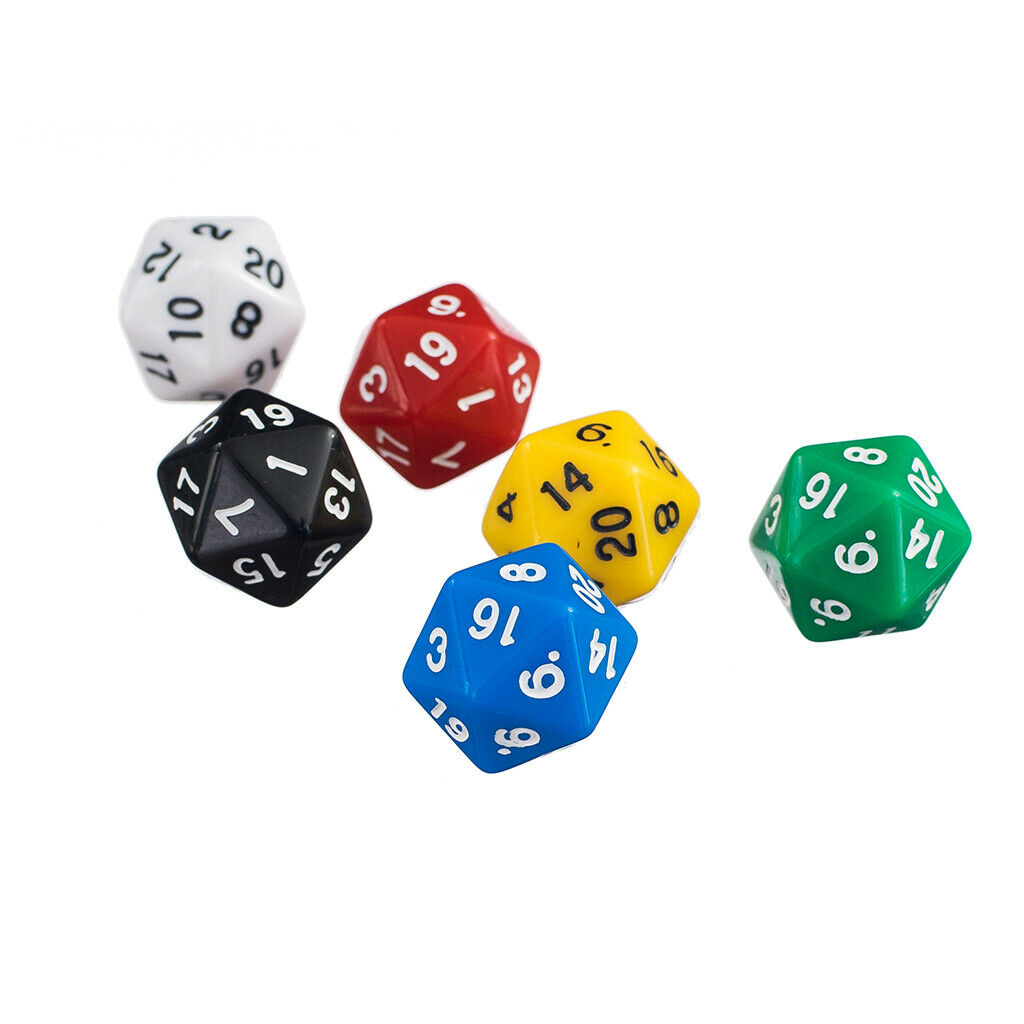 6Pcs 20 Sided Dice D20 for MTG TRPG D&D Roleplaying Casino KTV Game Supplies