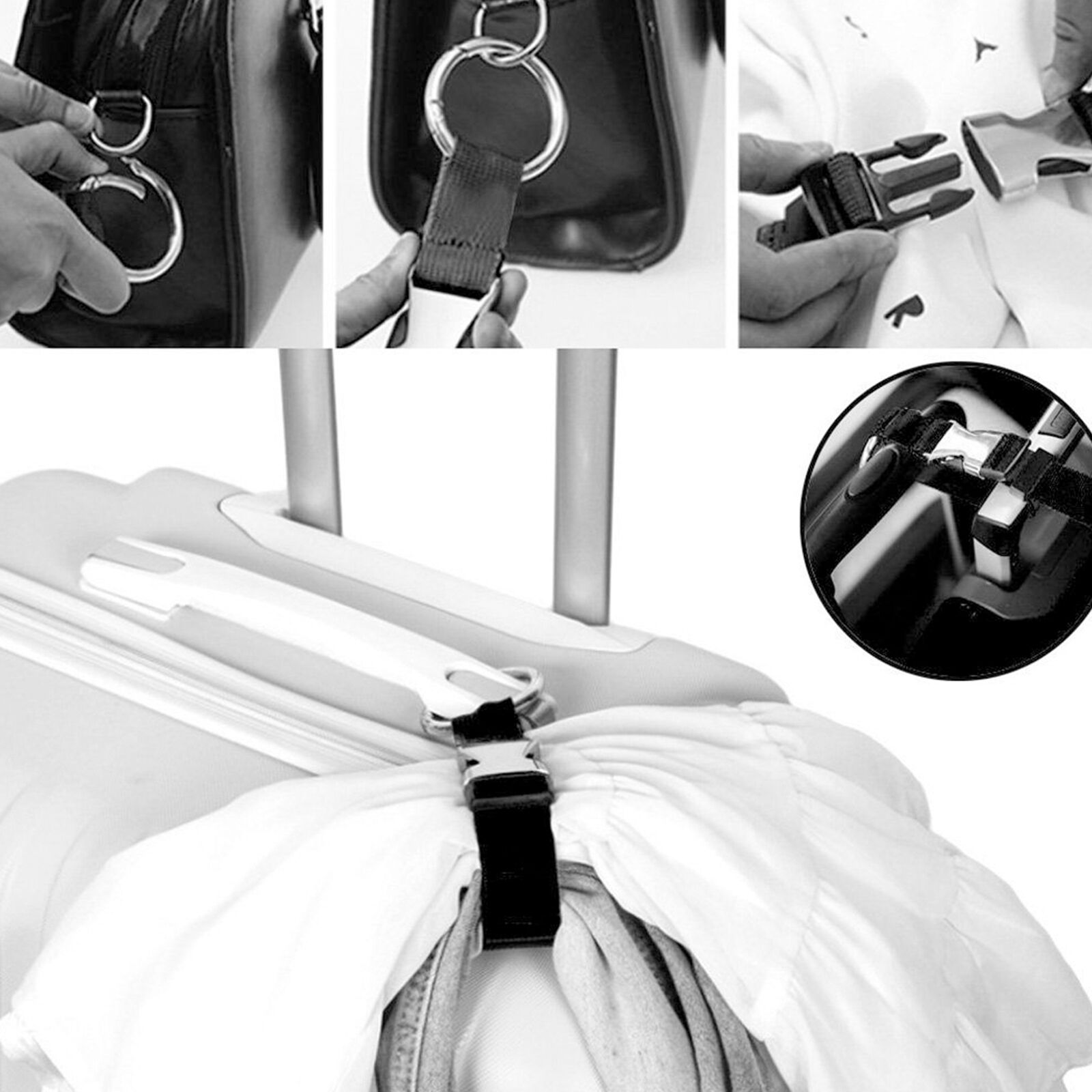 Portable Anti-theft Luggage Strap Jacket Holder Gripper Add Bag Handbag Clip