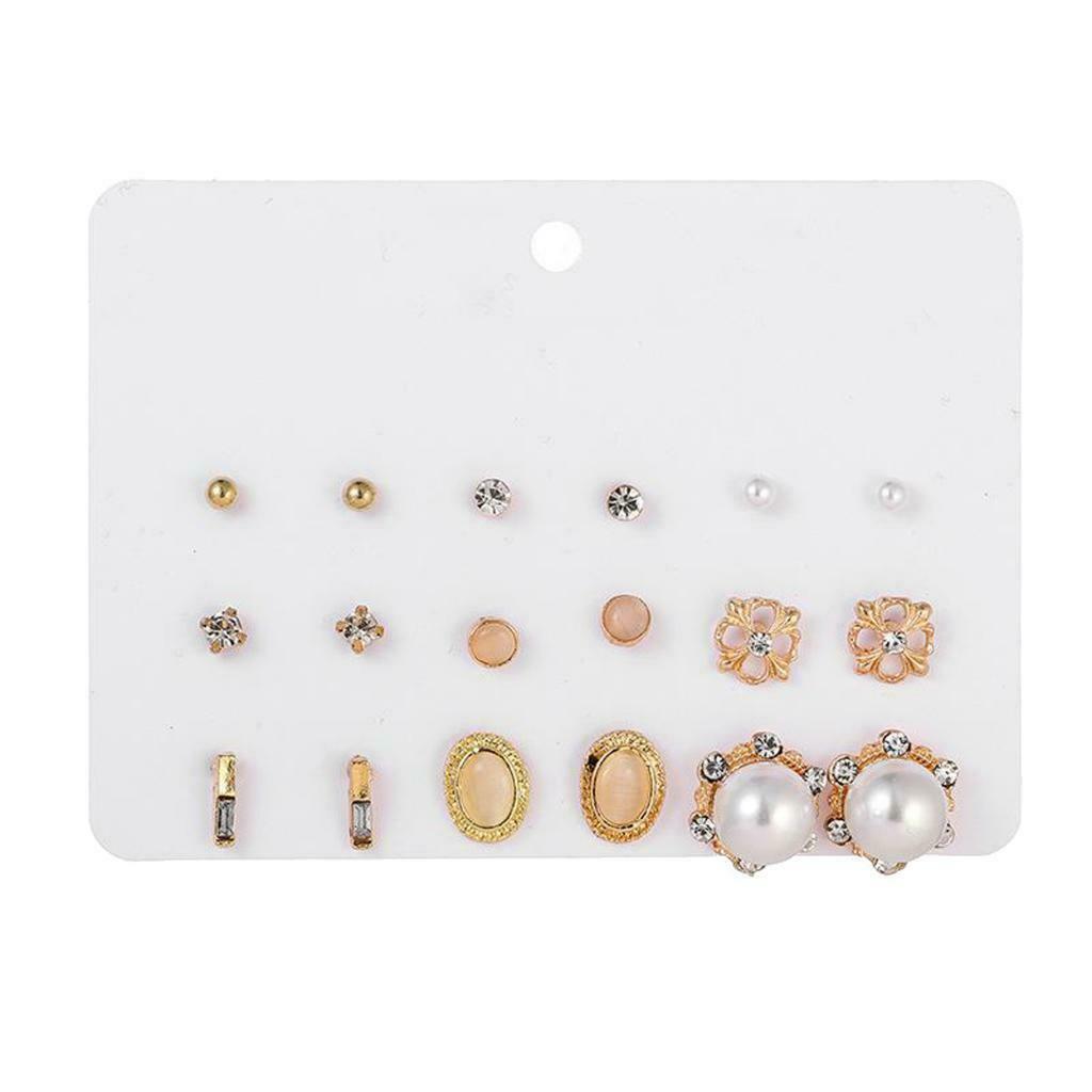 9 Pairs Simple Women Earrings Stud Multiple Stud Earrings Set Mixed Color