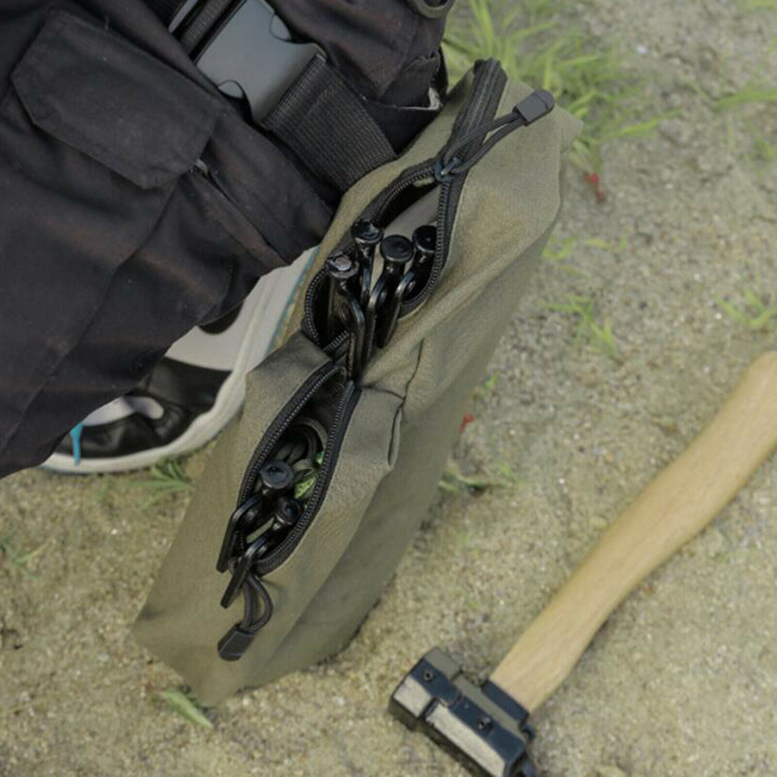 Canvas Tent Pegs Storage Bag Organizer Case Wind Rope Pouch Outdoor Hiking