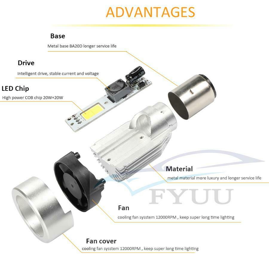 Angel eyes COB Motorcycle Headlight Bulbs LED Head Lamp Fog Light 40W 4000LM