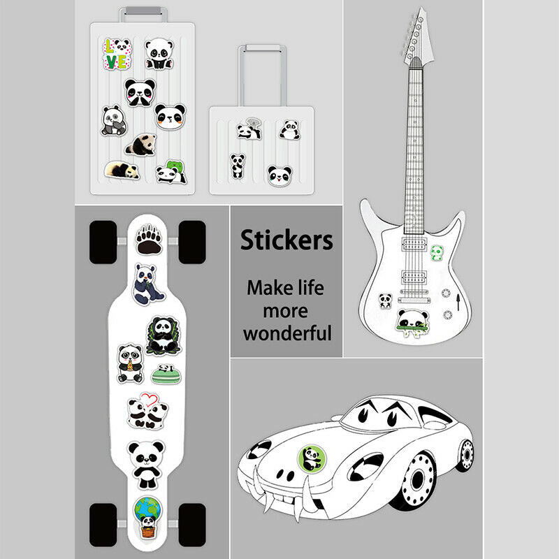 50pcs Small Panda Stickers Classic Graffiti For Suitcase Cool Laptop Skatebo Kt