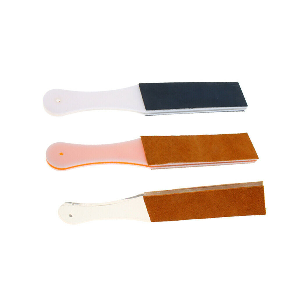 Acrylic Handle Leather Sharpening Strop Coarse 2 Sides For Razor Dark Blue
