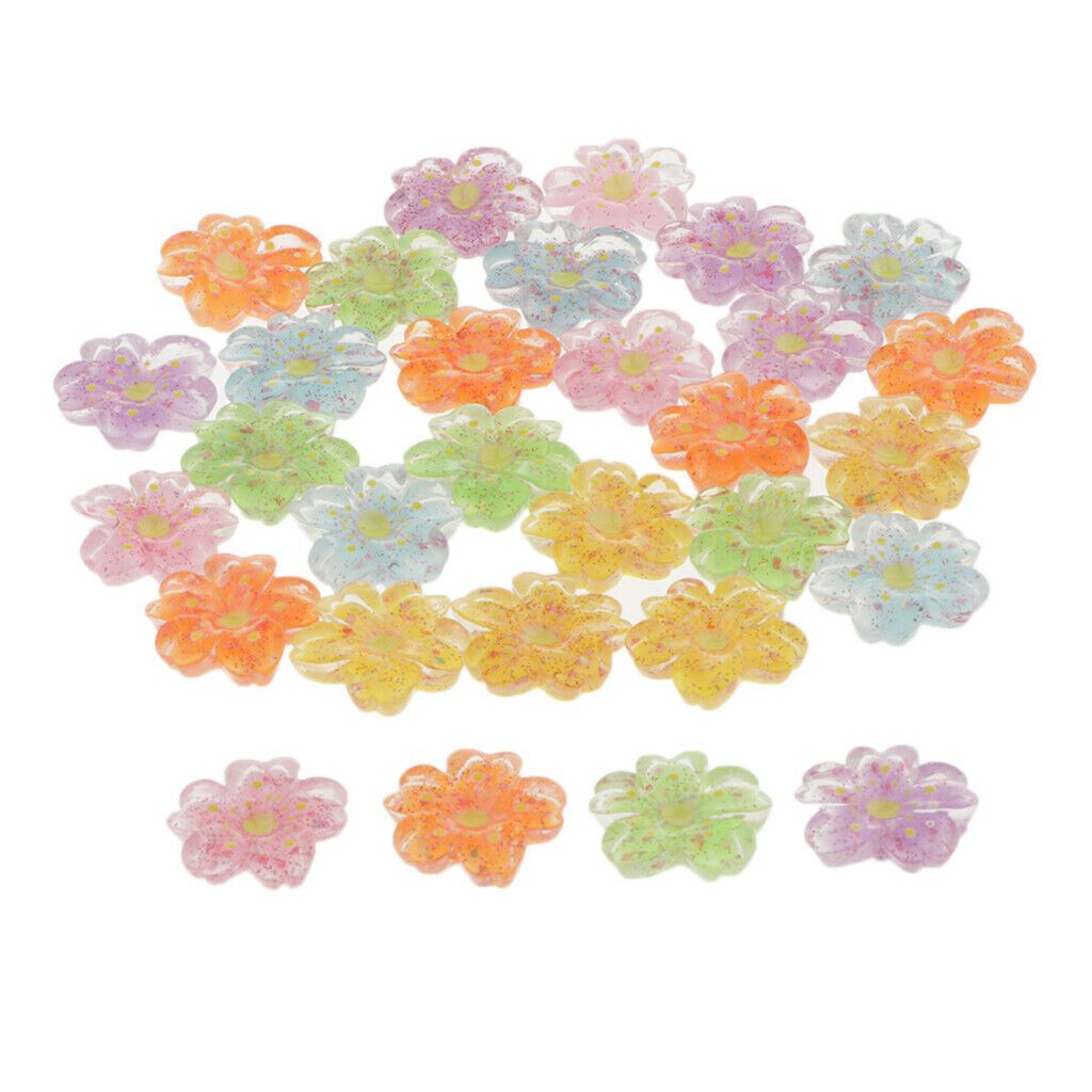 30 Pieces Flower Shape Plastic Flatback Cabochon Beads Cardmaking 20x20mm