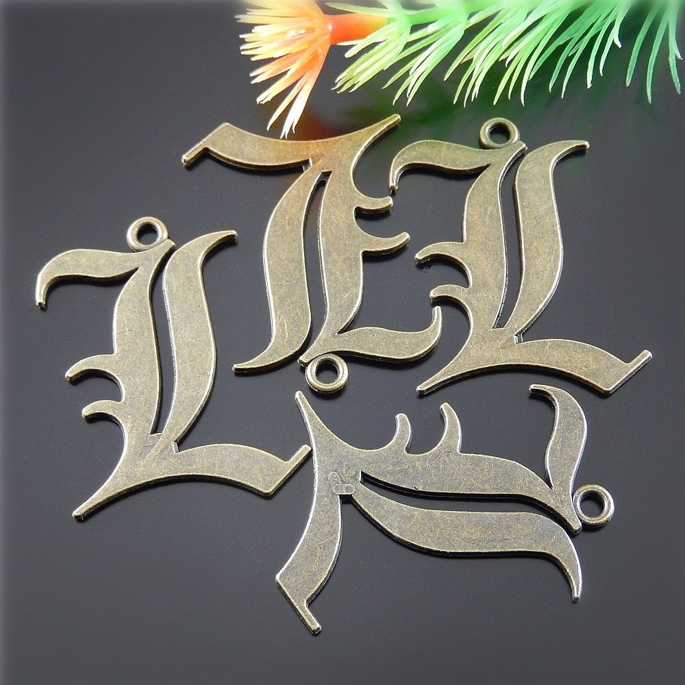 15  pcs Antiqued Bronze Zinc Alloy Letter L Charms Necklace Pendant Findings