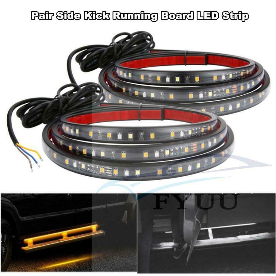 2X 48" Running Board Side Step LED Light Amber White Turn Signal DRL Strip Bar