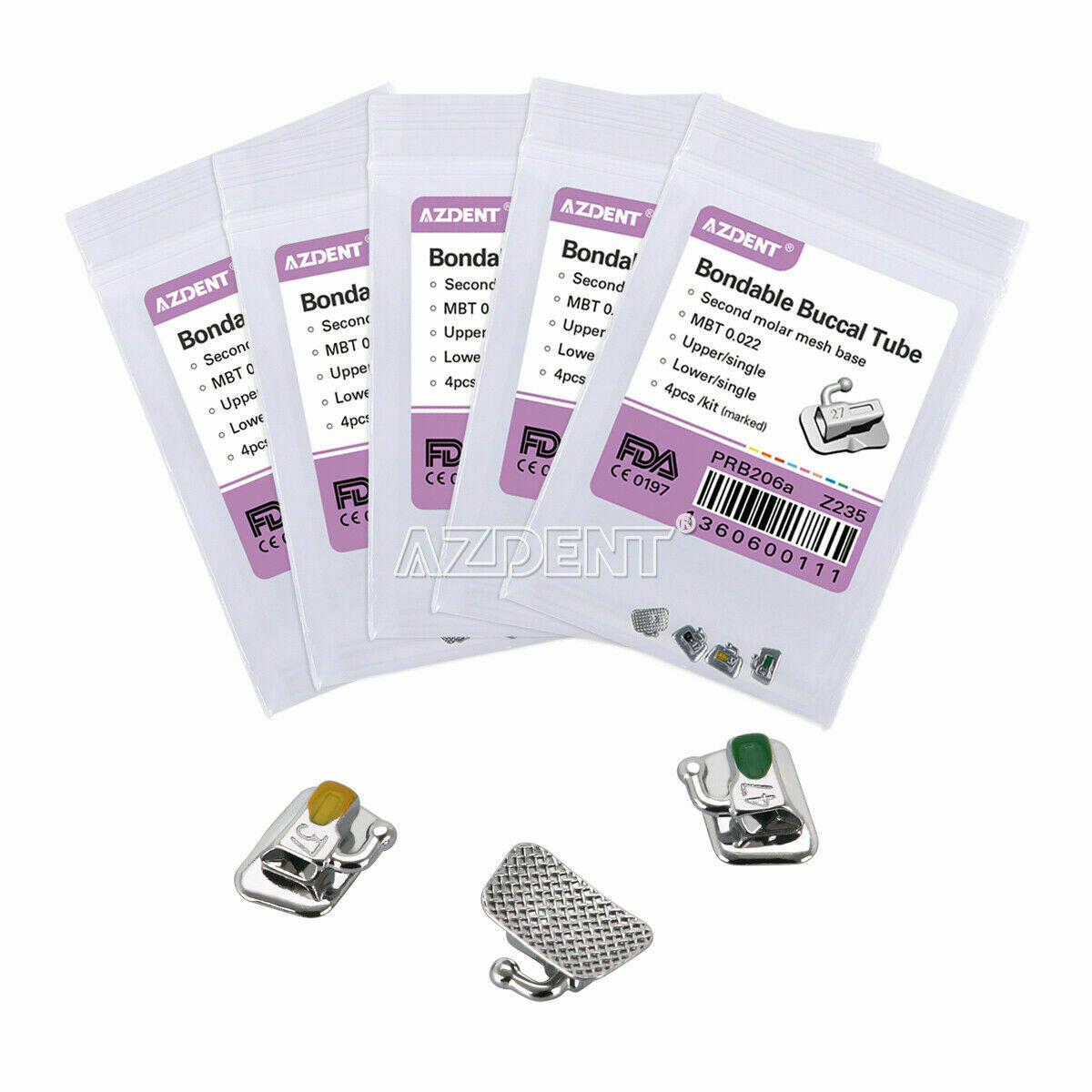 100 Kits Dental Orthodontic 2nd Molar MBT.022 Bondable Buccal Tubes AZDENT USA