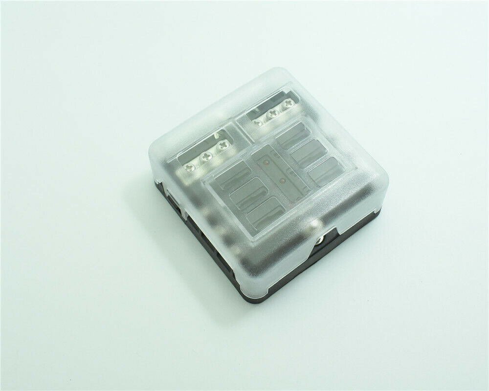6-Way Auto Blade Fuse Holder Box Block with LED Indicator for 12V 24V Car Marine