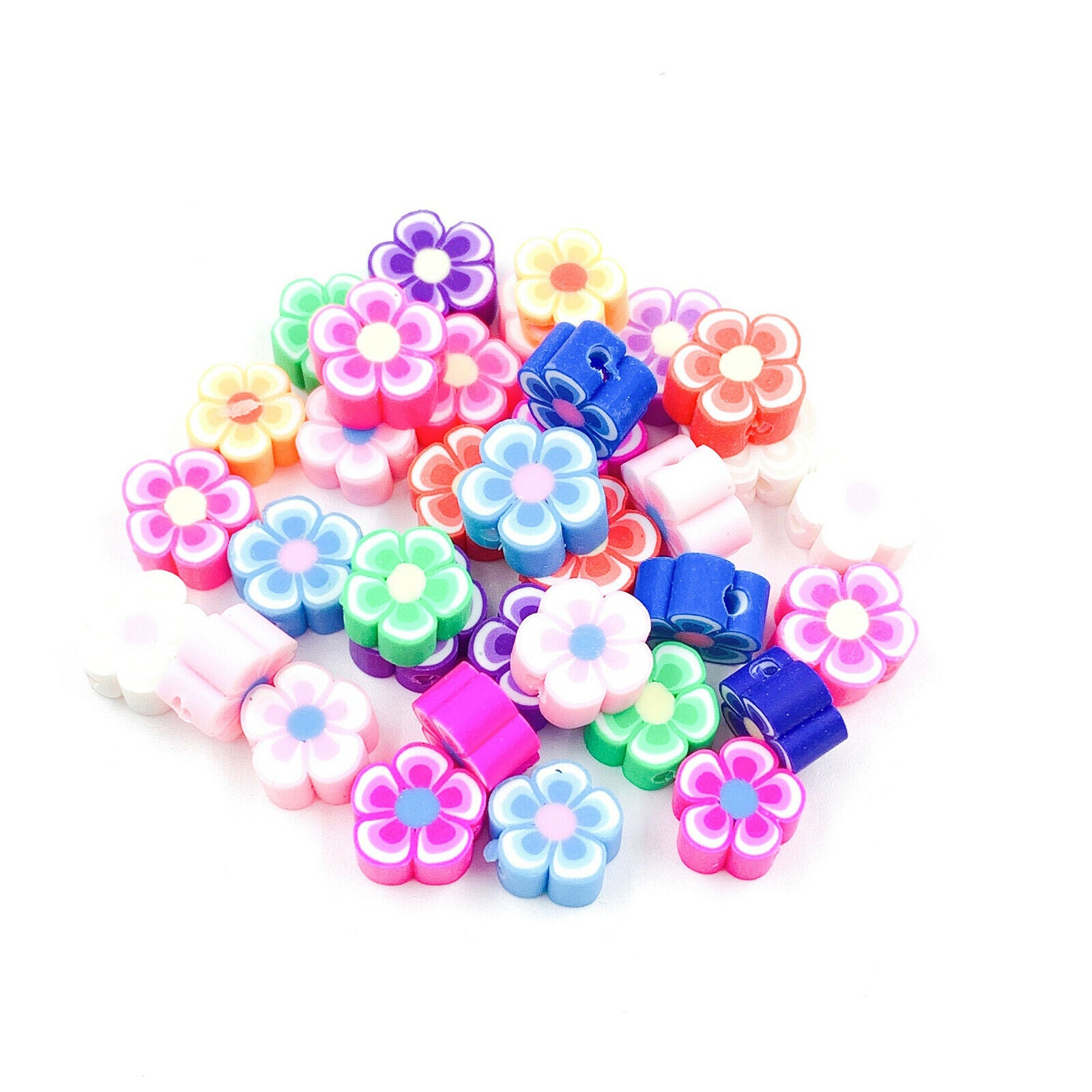 100Pcs Colorful Flower Beads for Bracelet DIY Necklace Phone Straps Girl