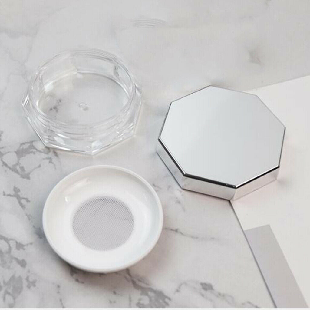 Mini Portable Makeup Face Powder Case Octangle Cosmetic Blush Eyeshadow Box Jar