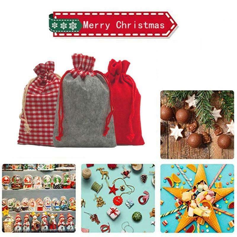 Christmas Advent Calendar 2021 Decorations 24 Days Burlap Gift Bags Favors Home