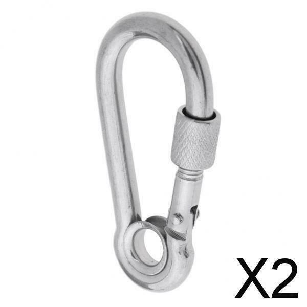 2X Stainless Steel Safety Carabiner Spring Screwgate for Camping Hammock 6x60mm