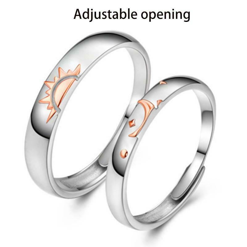 1 Pair Sun and Moon Lover Couple Rings Set for Him and Her Valentines Day Gifts