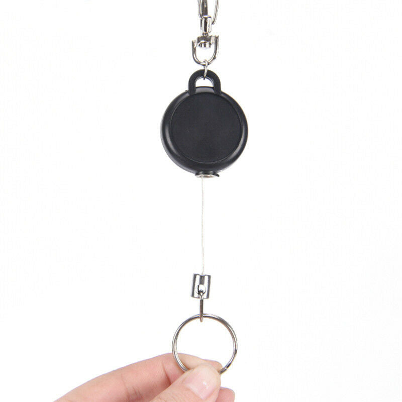 Retractable KeyChain Reel Steel Cord Recoil Belt Ring Badge Pass ID Card Holders