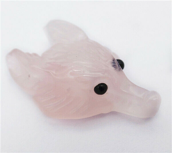 38x25x11mm Natural Rose Quartz Carved Fox Head Statue Healing Decoration HH8118