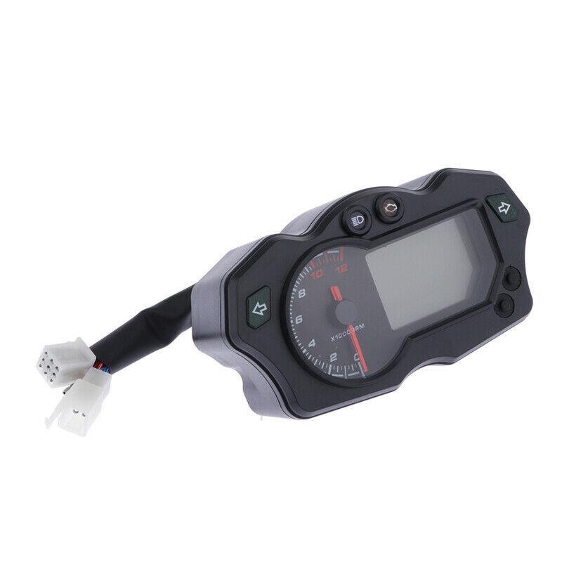 12000RPM 12V Motorcycle 7Color Backlight LCD Digital Speedometer Tacho Odo Gauge