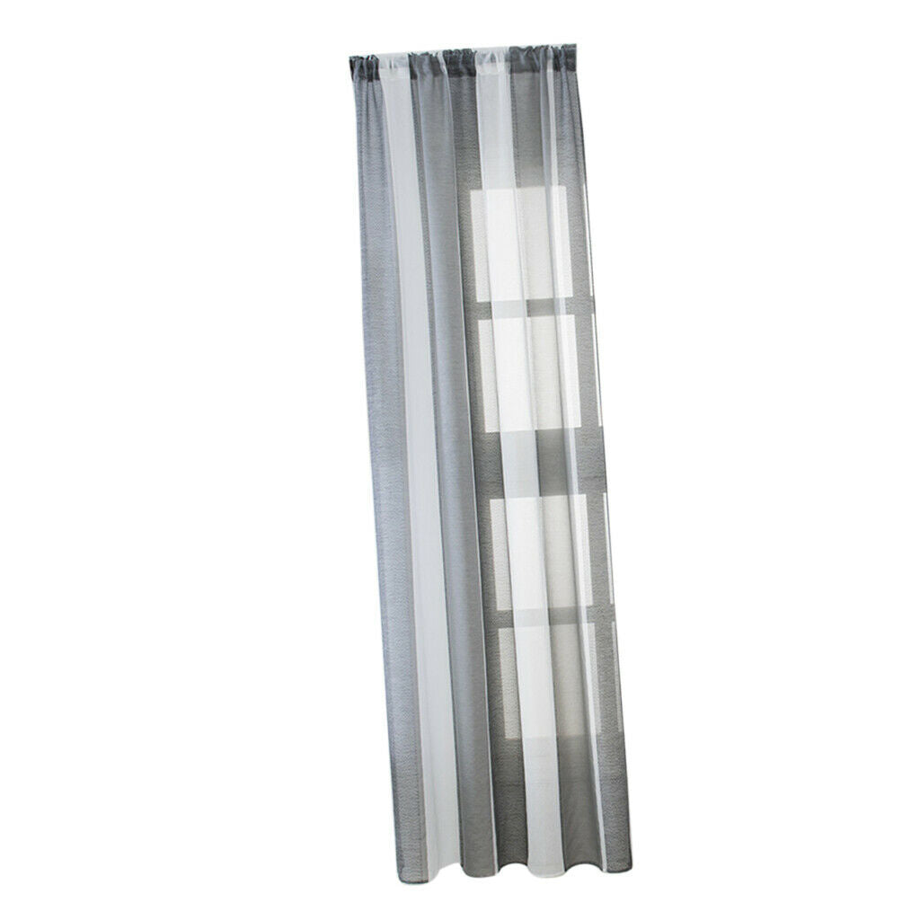 2xSheer Curtains Rod  Faux Linen Voile Curtains 100x200cm Color_3