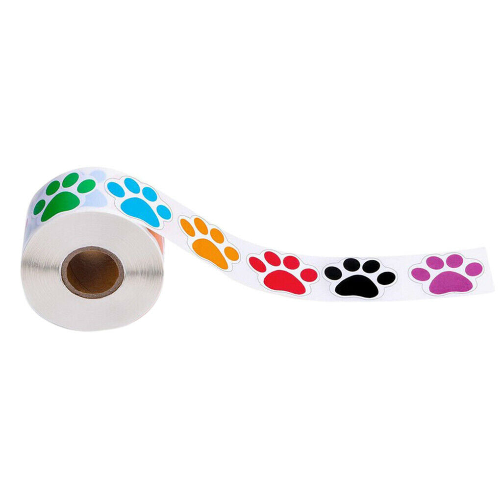 500pcs/Roll Paper Self Adhesive Dog Paw Stickers Decals Scrapbooking Labels