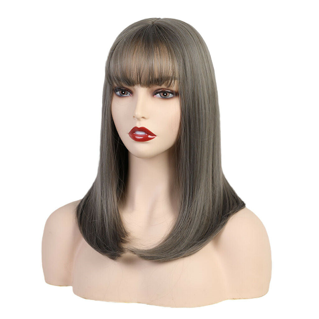 Fashion Women's Straight Bob Wigs Synthetic Natural Party Costume Wig Gray