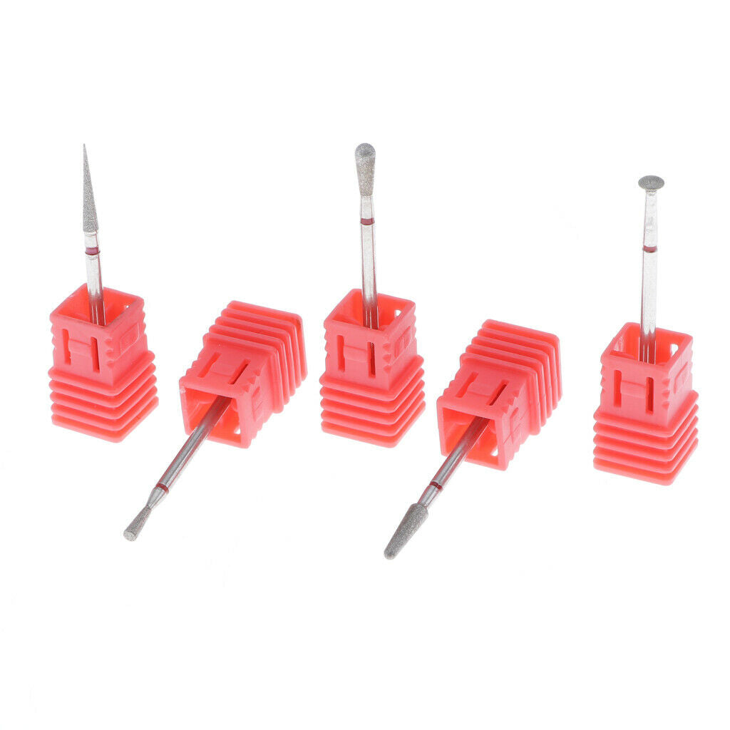 5pcs Carbide Cuticle Clean Drill Bits Smooth Top, 3/32 Shank Nail Bits for