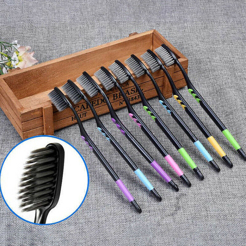 10 Pieces Bamboo Toothbrush Soft Tooth Brush Charcoal Adults ToothbrushesB_Z TL