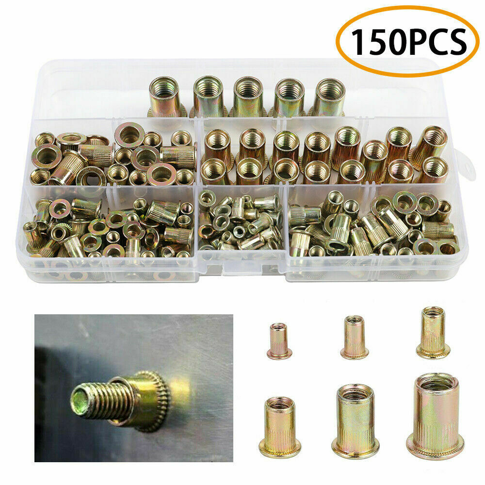 150Pcs Boxed Color-Plated Zinc Rivet Nut M3-M10 Set Vertical Rivet Nut Pull Cap