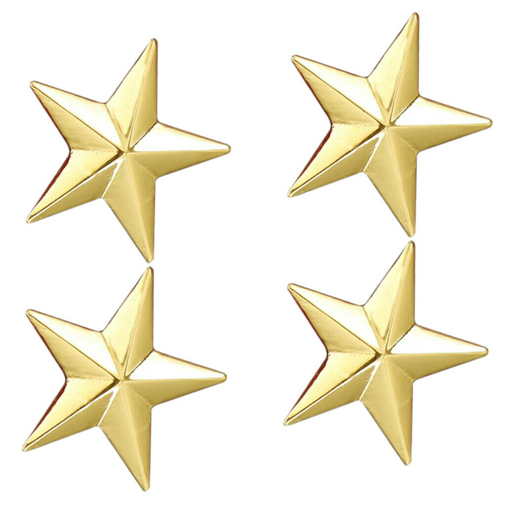 4Pcs Men Women Classic Star Brooch Collar Tie Corsage Party Badge Golden