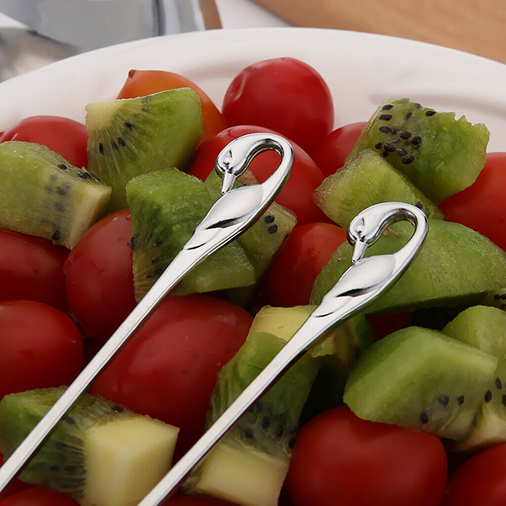 3pcs Fruit Fork And 3pcs Stainless Steel Coffee Spoons with Swan Holder Home