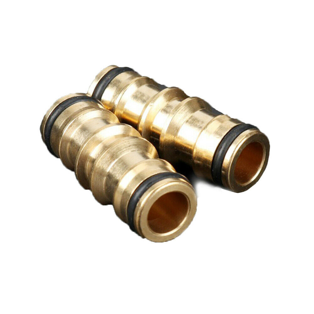2-Way Copper Nipple Straight Connector Garden Water Hose Repair Quick Connector