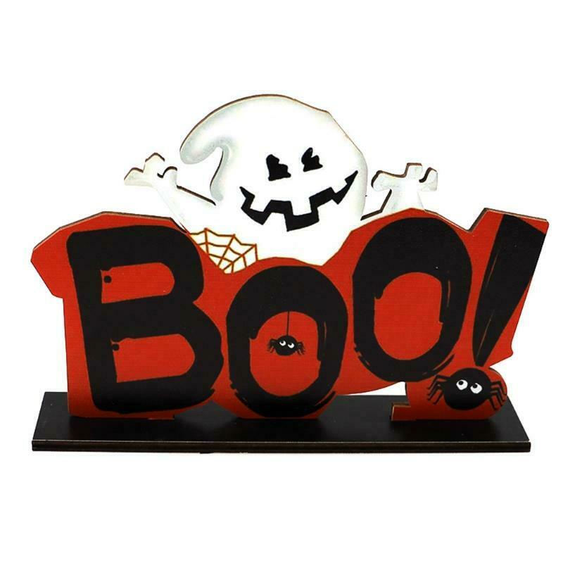 Halloween BOO Ghost Wooden Desktop Ornaments Creative Decor for Home Indoor