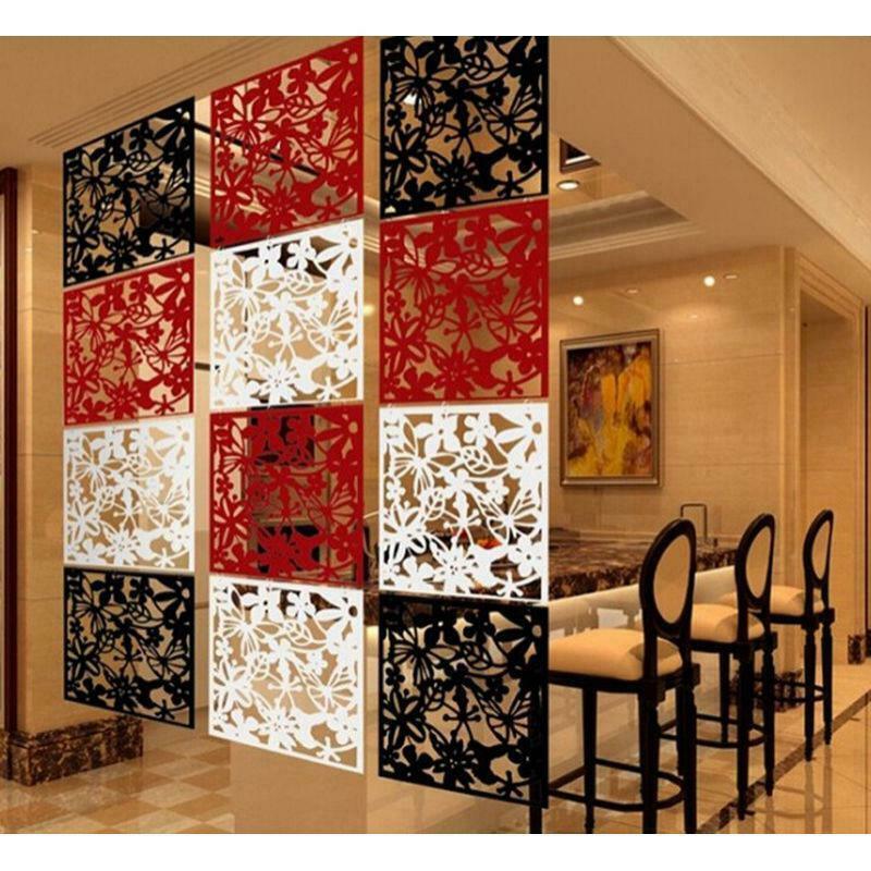 4pcs Butterfly Flower Hollow Panel for Living Room Hotel Decor 40x40cm White