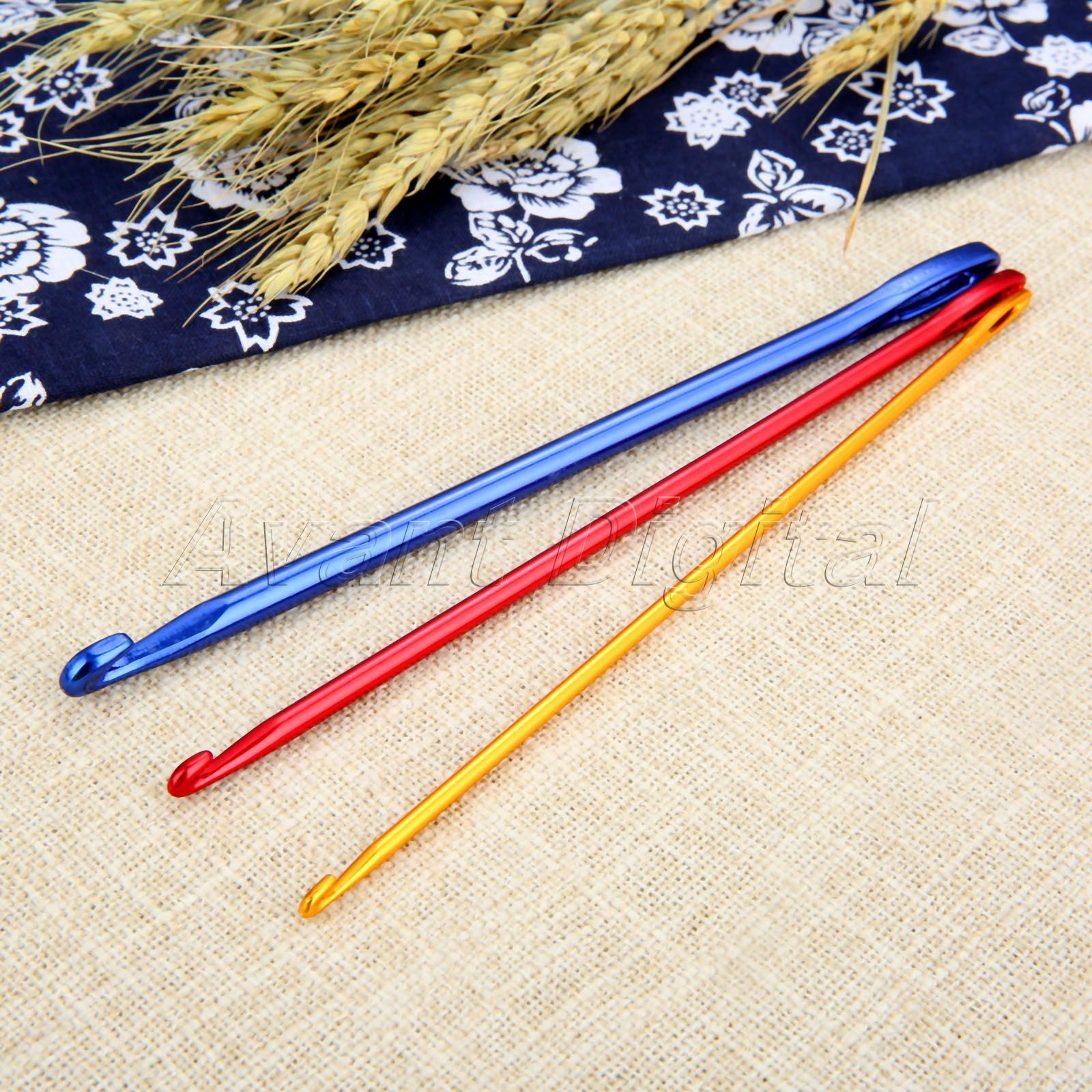 3Pcs 3 Size Crochet Hooks Aluminum With an Eye Knitting Yarn Needles Craft DIY