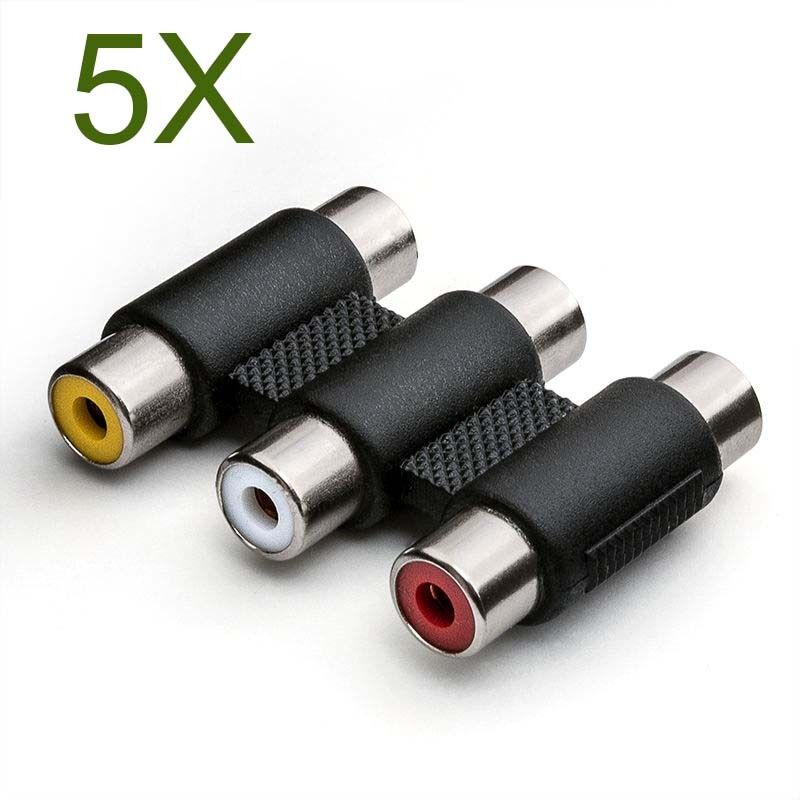 5x 3 RCA AV Audio Video Female to Female Jack Coupler Adapter 3RCA Connector Lot