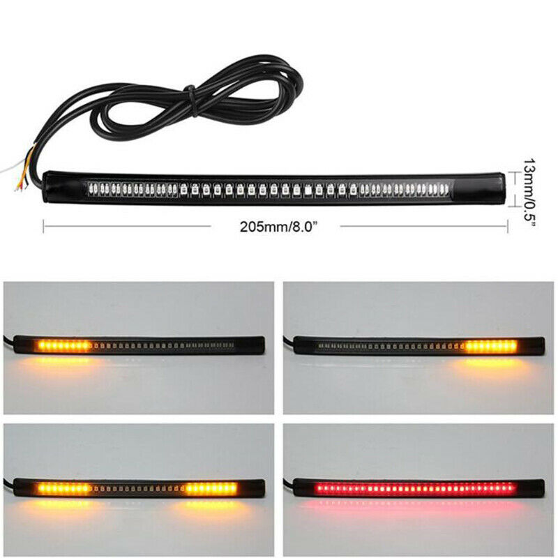 48SMD Motorcycle Bike LED Strip Light Brake Tail Turn Signal License Plate Lamp
