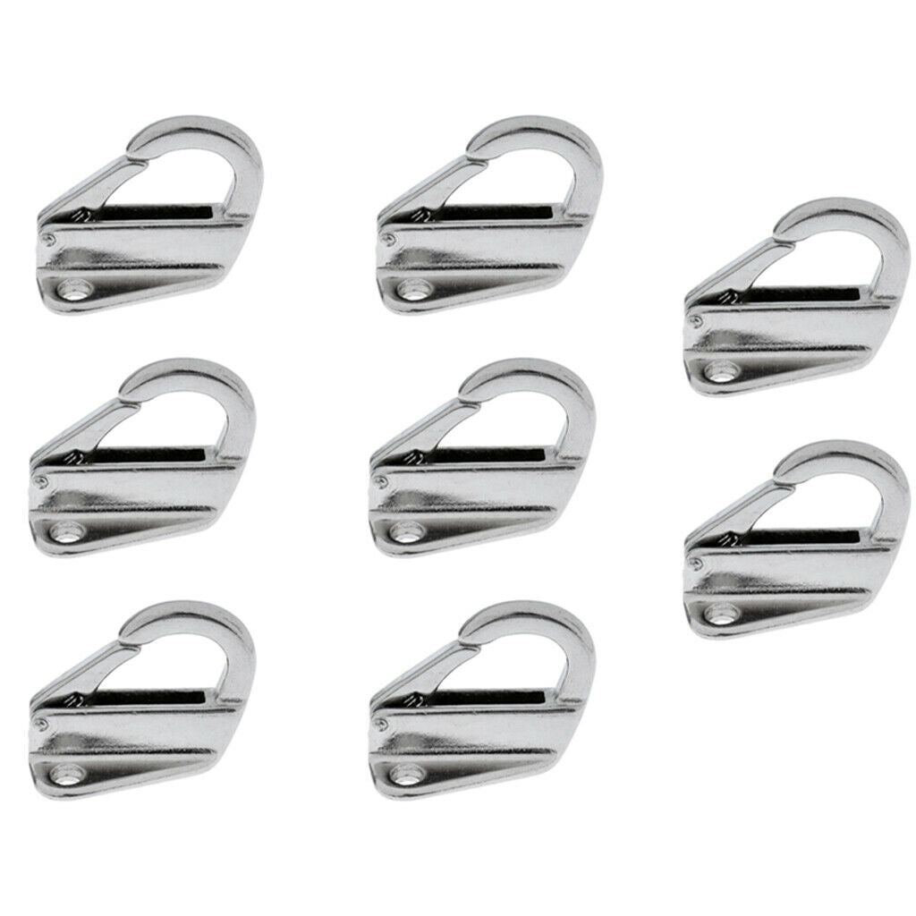 8pcs Marine 316Stainless Steel Snap Type 9mm  Hook For Boat Yacht