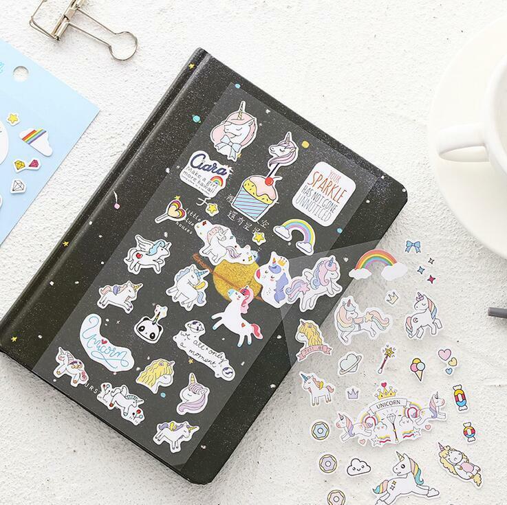 3 sheet Creative Cartoon unicorn Stickers decoration Plan diary Album Stickers