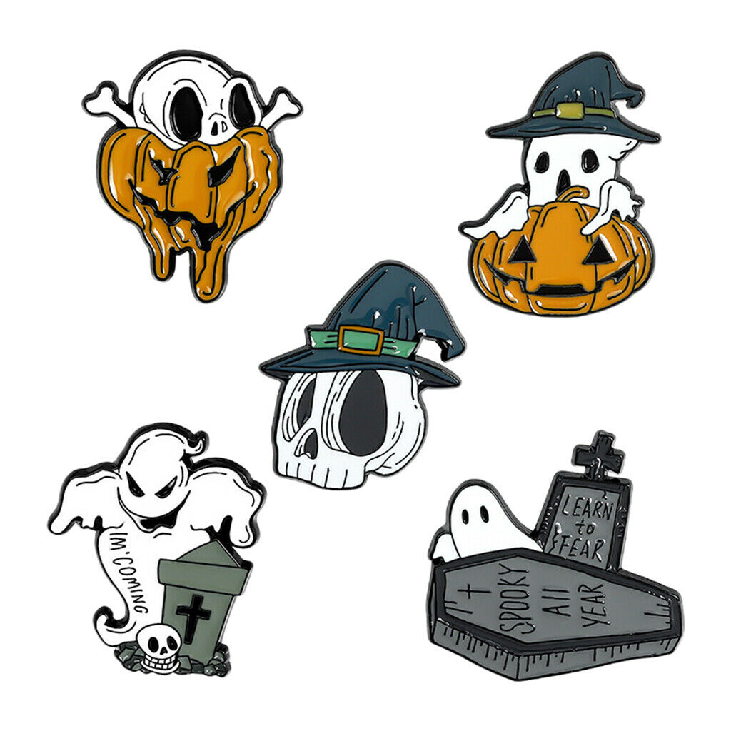 5x Halloween Brooch Pins Set Badges for Girls Boys Jackets Party Prom Decor