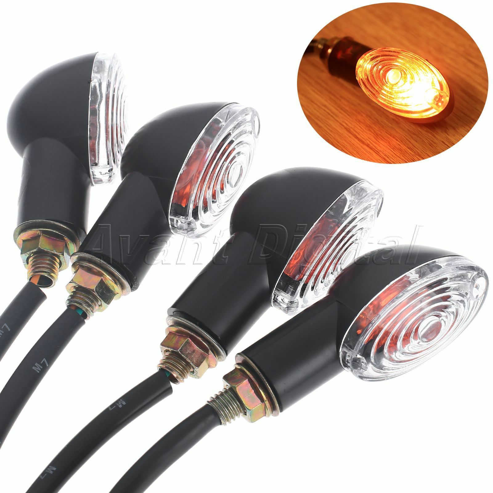 4x Motorcycle Black Turn Signal Light Indicator Blinker For Kawasaki Suzuki