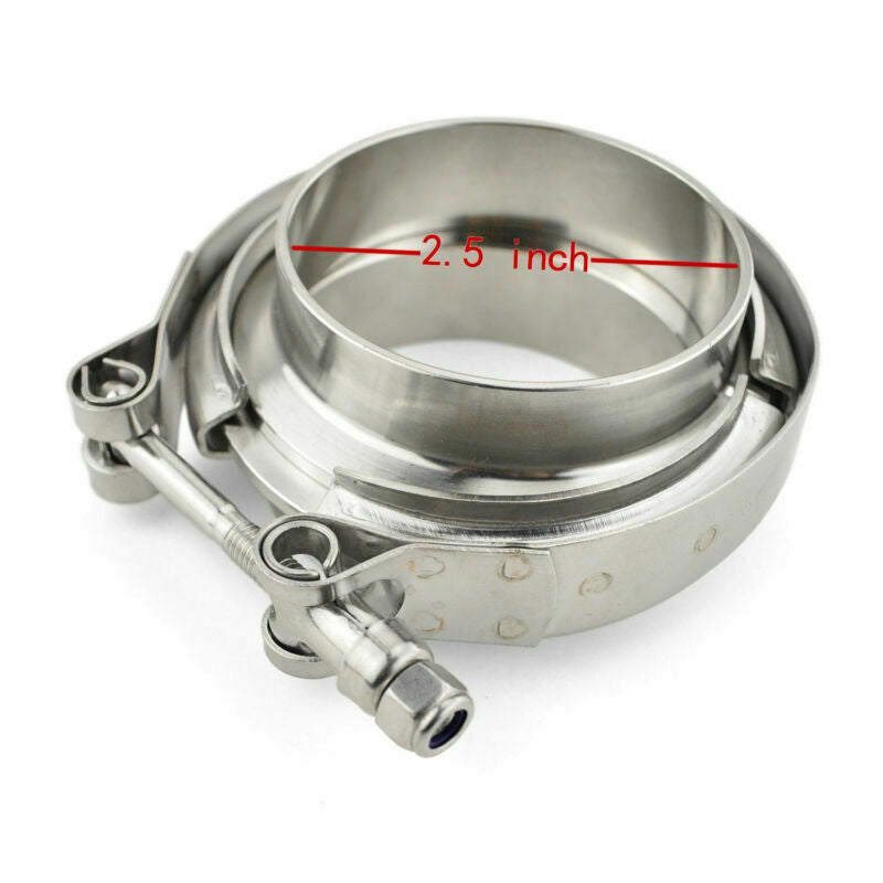 2.5" Inch Car Turbo Exhaust Downpipe Stainless Steel V-Band Clamp With 2 Flanges