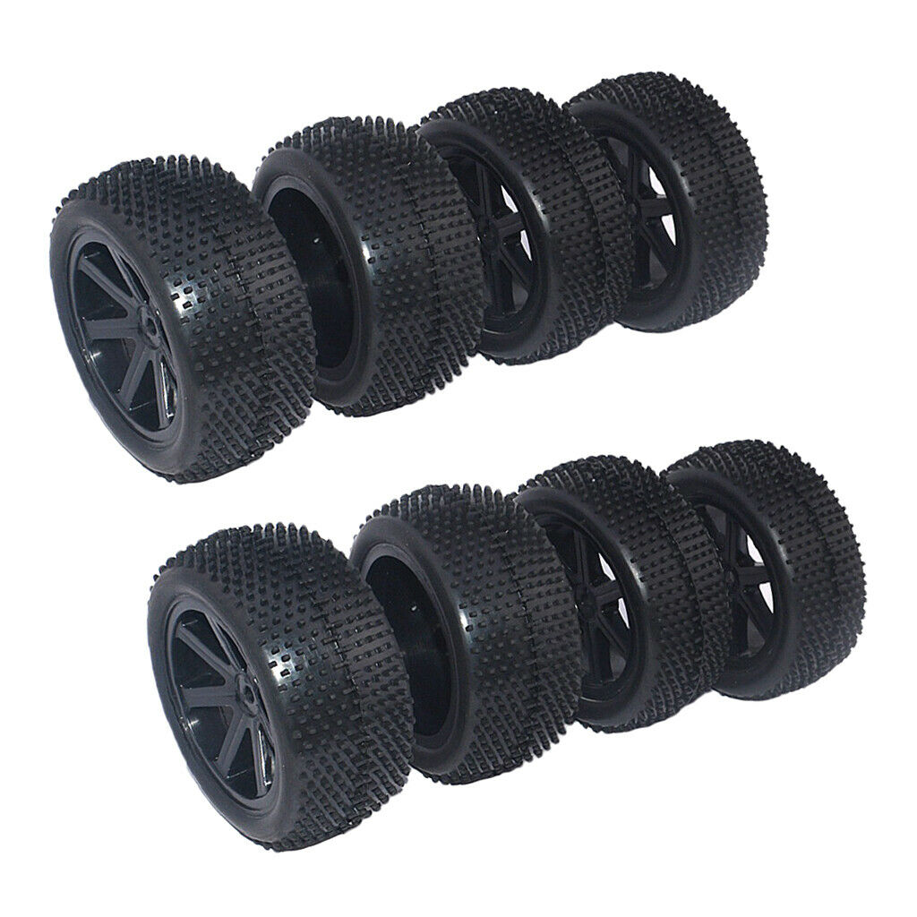 8Pcs/Set RC Car 1/10 Scale Buggy Car Wheel Rims and Tyres for HSP Car Black