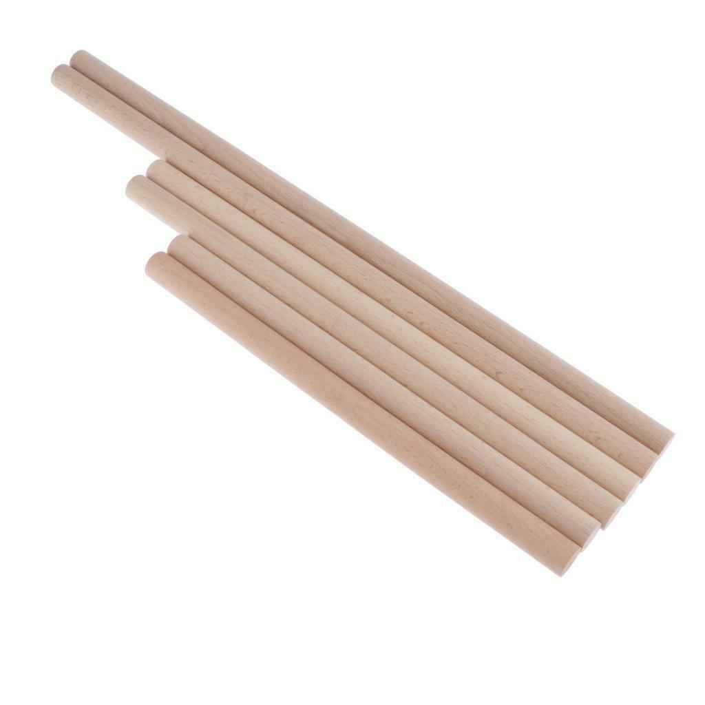 6PCS 3 Sizes Wood Wooden Sticks Dowel Rods Round for DIY Modelling Crafts